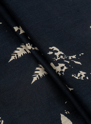 (Pre Cut -1 Meter) Pure Cotton Cambric Black Color Floral Screen Print Fabric