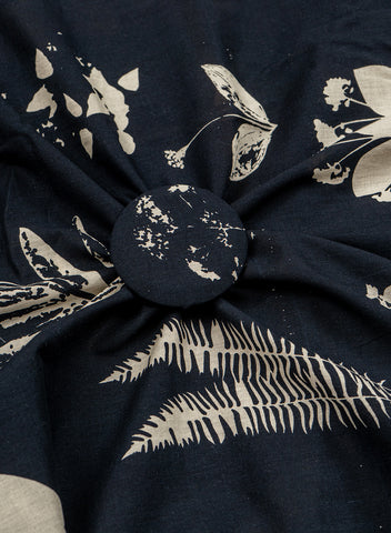 (Pre Cut -1 Meter) Pure Cotton Cambric Black Color Floral Screen Print Fabric