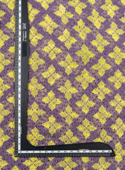 Pure Chiffon Butti Purple And Green Color Geometrical Pattern Natural Print Fabric.