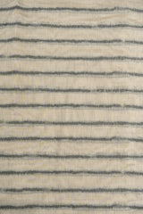 Banarasi Chanderi Off-White and Grey Color Stripes Pattern Screen Print Fabric.