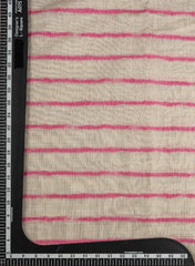 Banarasi Chanderi Off-White and Pink Color Stripes Pattern Screen Print Fabric.