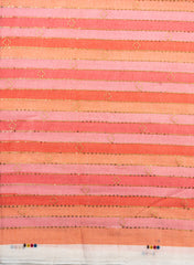 Blended Cotton Stripes Pattern Sequins Embroidery Fabric.