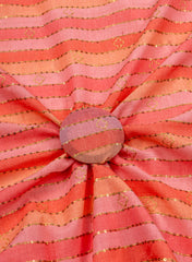 Blended Cotton Stripes Pattern Sequins Embroidery Fabric.