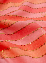 Blended Cotton Stripes Pattern Sequins Embroidery Fabric.