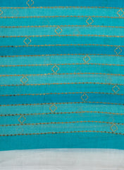 Blended Cotton Stripes Pattern Sequins Embroidery Fabric.