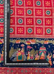 Pure Modal Satin Traditional Daman Pattern Jacqurad  Embroidery Fabric