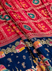 Pure Modal Satin Traditional Daman Pattern Jacqurad  Embroidery Fabric