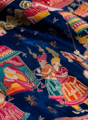 Pure Modal Satin Traditional Daman Pattern Jacqurad  Embroidery Fabric