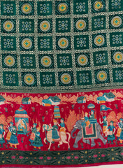 Pure Modal Satin Traditional Daman Pattern Jacqurad  Embroidery Fabric