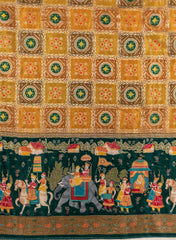 Pure Modal Satin Traditional Daman Pattern Jacqurad  Embroidery Fabric