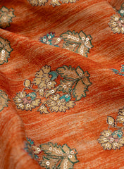 Pure Chinnon Chiffon Floral Pattern Sequins Embroidery Fabric.
