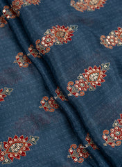 Pure Chinnon Chiffon Floral Pattern Sequins Embroidery Fabric.