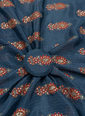 Pure Chinnon Chiffon Floral Pattern Sequins Embroidery Fabric.