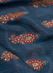 Pure Chinnon Chiffon Floral Pattern Sequins Embroidery Fabric.