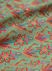 Pure Chinnon Chiffon Floral Pattern Resham Embroidery Fabric.