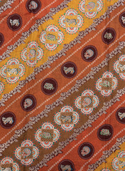 Pure Dola Silk Jacqurad Mustad Color Traditional  Pattern Fabric.
