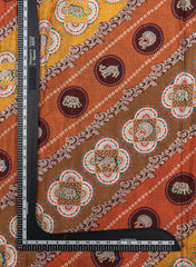 Pure Dola Silk Jacqurad Mustad Color Traditional  Pattern Fabric.