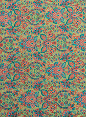 Pure Chinnon Chiffon Light Green Color Floral Pattern Embroidery Fabric.