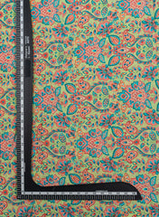 Pure Chinnon Chiffon Light Green Color Floral Pattern Embroidery Fabric.