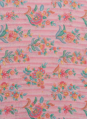Pure Chinnon Chiffon Light Pink Color Floral Pattern Sequins Embroidery Fabric.