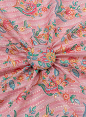 Pure Chinnon Chiffon Light Pink Color Floral Pattern Sequins Embroidery Fabric.