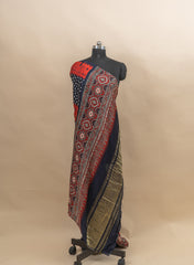 Pure Modal Satin Navy Blue Color Bandhani Digital Print With Lagdi Patta Dupatta 42-Inches.