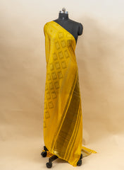 Pure Modal Satin Yellow And Green Color Bandhani Digital Print With Lagdi Patta Dupatta 42-Inches.
