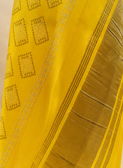 Pure Modal Satin Yellow And Green Color Bandhani Digital Print With Lagdi Patta Dupatta 42-Inches.