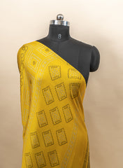 Pure Modal Satin Yellow And Green Color Bandhani Digital Print With Lagdi Patta Dupatta 42-Inches.