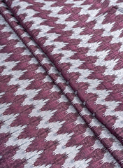 Pure Muslin Purple And Grey Color Zig-Zag Pattern Hybrid Print Fabric.