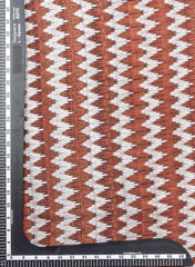 Pure Muslin Chestnut Brown Color Zig-Zag Pattern Hybrid Print Fabric.