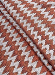 Pure Muslin Chestnut Brown Color Zig-Zag Pattern Hybrid Print Fabric.