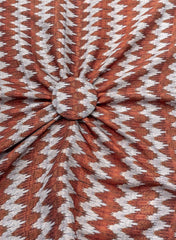 Pure Muslin Chestnut Brown Color Zig-Zag Pattern Hybrid Print Fabric.