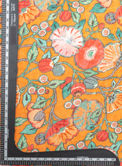 Pure Muslin Tangerine Color Floral Digital Print Fabric.