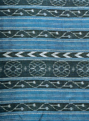 Pure Muslin Denim Blue Color Ikat Digital Print Fabric.