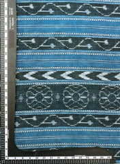 Pure Muslin Denim Blue Color Ikat Digital Print Fabric.