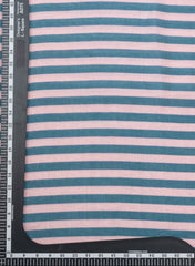 Pure Muslin Baby Pink Color Stripes Digital Print Fabric.