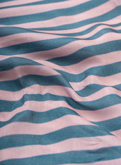 Pure Muslin Baby Pink Color Stripes Digital Print Fabric.