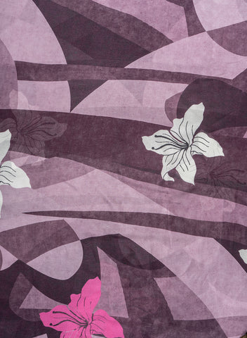 (Pre Cut-3 Meter) Pure Chinnon Chiffon Shades Of Purple Color Floral Digital Print Fabric