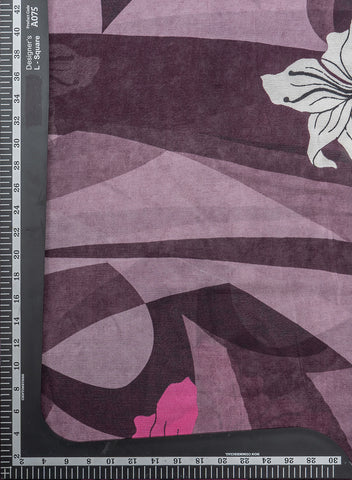 (Pre Cut-3 Meter) Pure Chinnon Chiffon Shades Of Purple Color Floral Digital Print Fabric