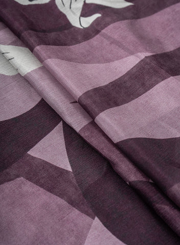 (Pre Cut-3 Meter) Pure Chinnon Chiffon Shades Of Purple Color Floral Digital Print Fabric