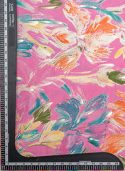 Pure Muslin Pink Color Floral Screen Print Fabric With Foil .