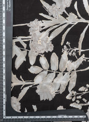 Pure Muslin Black Color Floral Screen Print Fabric With Foil .