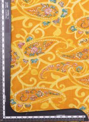 Modal Chanderi Mustad Color Paisley Pattern Screen Print Fabric With Foil