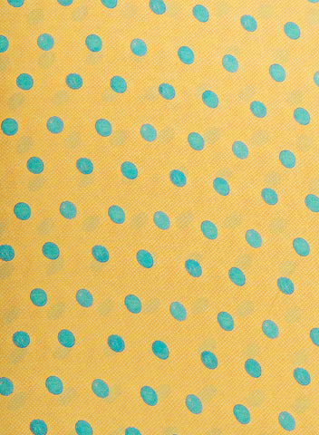 (Pre Cut -3 Meter) Satin Georgette Amber Yellow Color Polka Dots Pattern Hybrid Print Fabric.