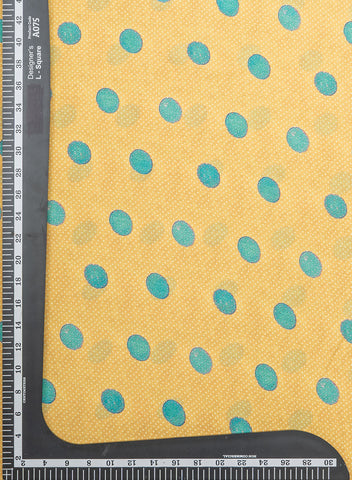 (Pre Cut -3 Meter) Satin Georgette Amber Yellow Color Polka Dots Pattern Hybrid Print Fabric.