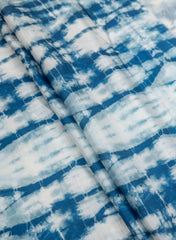 Linen Satin Off White And Blue Color Tie&Dye Pattern Digital Print Fabric.