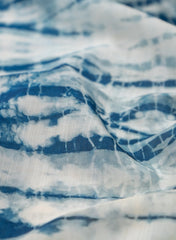 Linen Satin Off White And Blue Color Tie&Dye Pattern Digital Print Fabric.