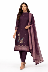 Premium Wine Linen Suit Set with Graceful Dupatta