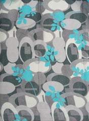 Pure Chanderi Grey Color Abstract Floral Print With Thread Embroidery 52-Inche Big Panna Fabric